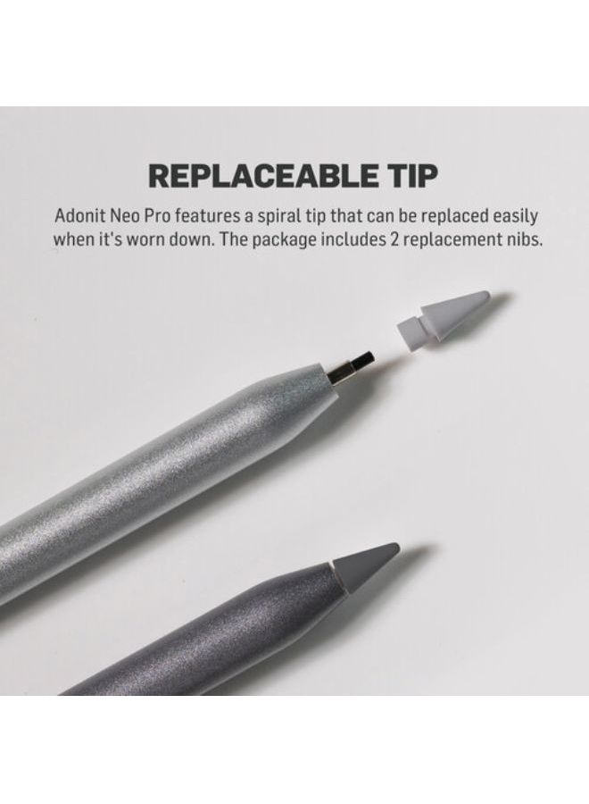 ADONIT - Neo Pro Apple iPad Native Palm Rejection Stylus - Charges on the iPad via Magnetic Attachment - Grey - Image 1