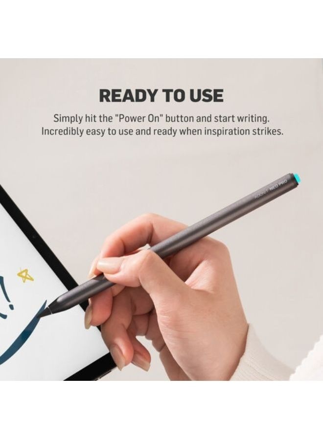 ADONIT - Neo Pro Apple iPad Native Palm Rejection Stylus - Charges on the iPad via Magnetic Attachment - Grey - Image 1