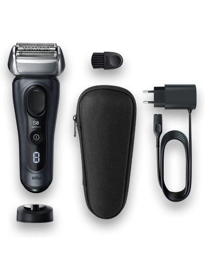 BRAUN - Series 8 Wet & Dry Shaver With Charging Stand And Travel Case 8413S Black 23.2 x 8 x 16.2cm - Image 1