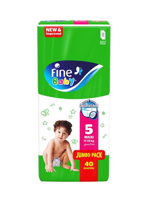 Baby Diapers Size 5 (11-18Kg) Maxi, 40 Count  With The New Double Lock Leak Barriers