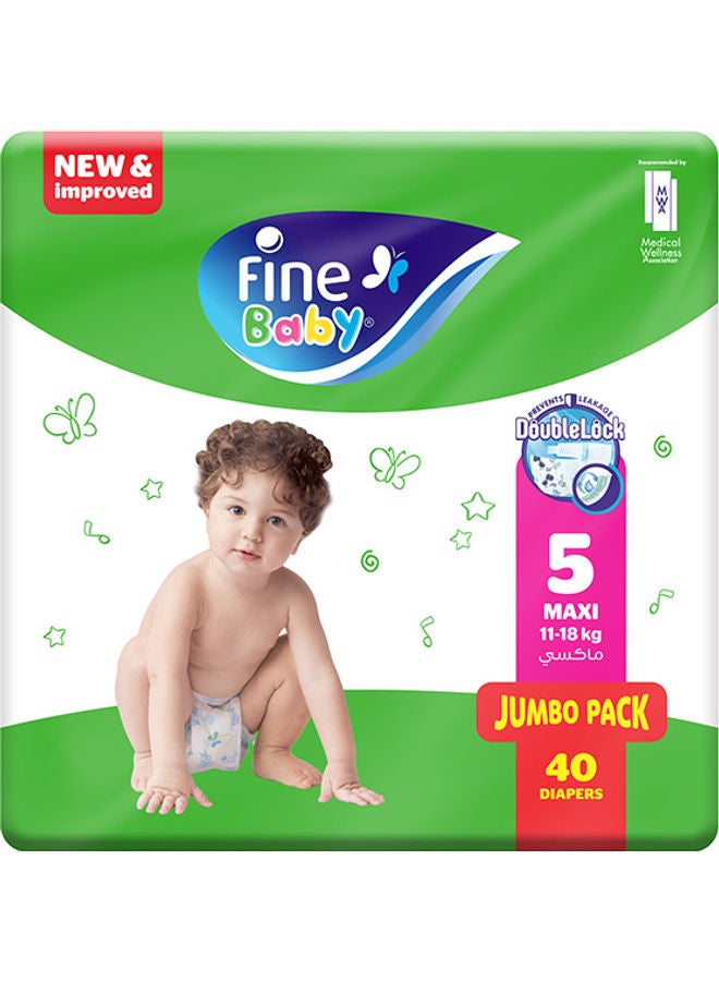 Fine Baby Baby Diapers Size 5 (11-18Kg) Maxi, 40 Count  With The New Double Lock Leak Barriers  - Image 2