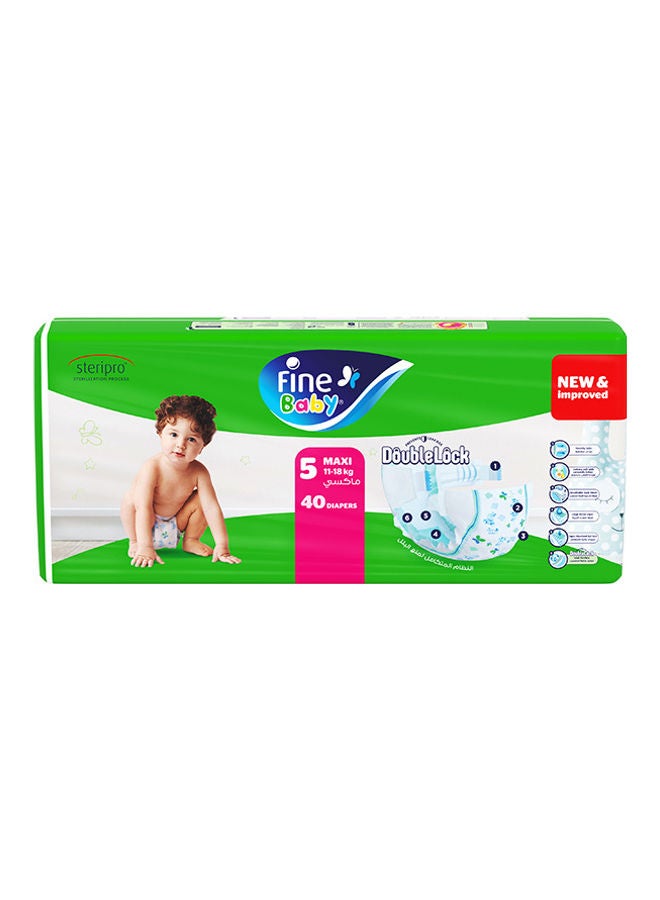 Fine Baby Baby Diapers Size 5 (11-18Kg) Maxi, 40 Count  With The New Double Lock Leak Barriers  - Image 3