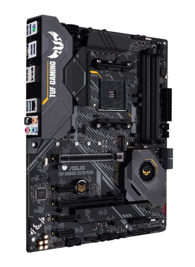 ASUS - TUF X570-PLUS GAMING Motherboard , AMD X570, DDR4, 2 x PCIe x16, SATA III RAID, USB 3.2, GLAN, M.2, DisplayPort, HDMI, 8ch audio, ATX, scAM4, Ryzen - Black Black/Grey/Yellow - Image 1