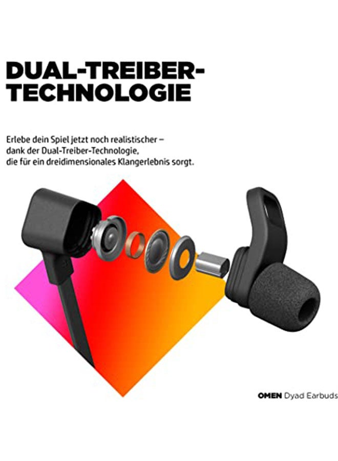 HP Omen Dyad Stereo Wired In-Ear Earphones With Mic Black - Image 4