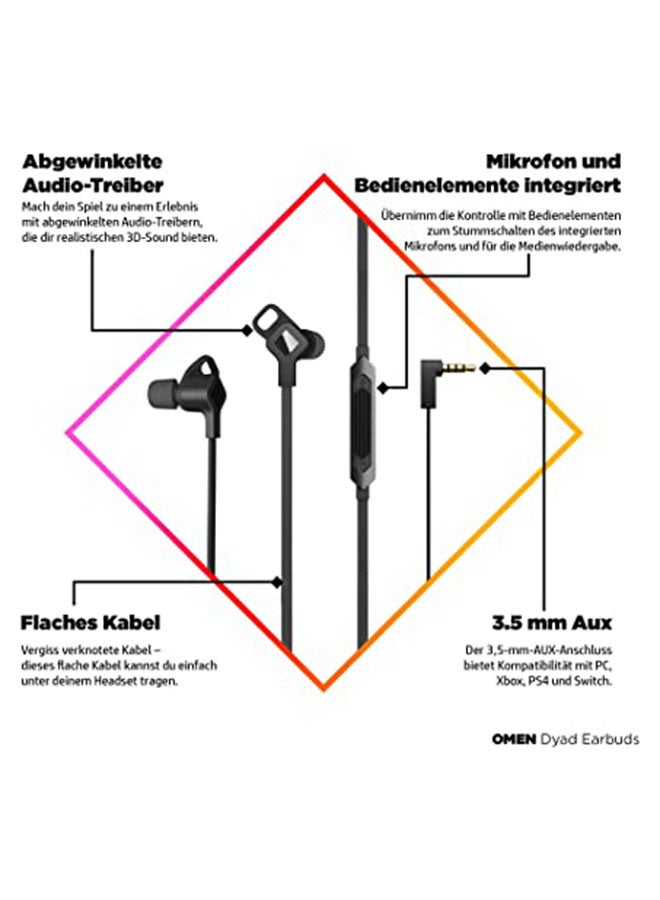 HP Omen Dyad Stereo Wired In-Ear Earphones With Mic Black - Image 5