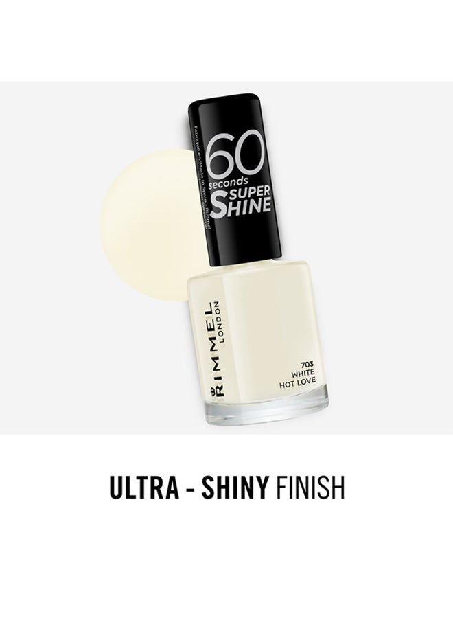 RIMMEL LONDON - 60 Seconds Super Shine Nail Polish – 703 –White Hot Love - Image 1