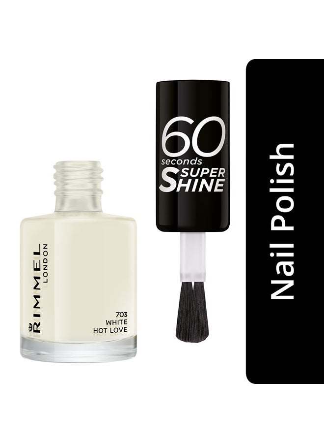 RIMMEL LONDON - 60 Seconds Super Shine Nail Polish – 703 –White Hot Love - Image 1