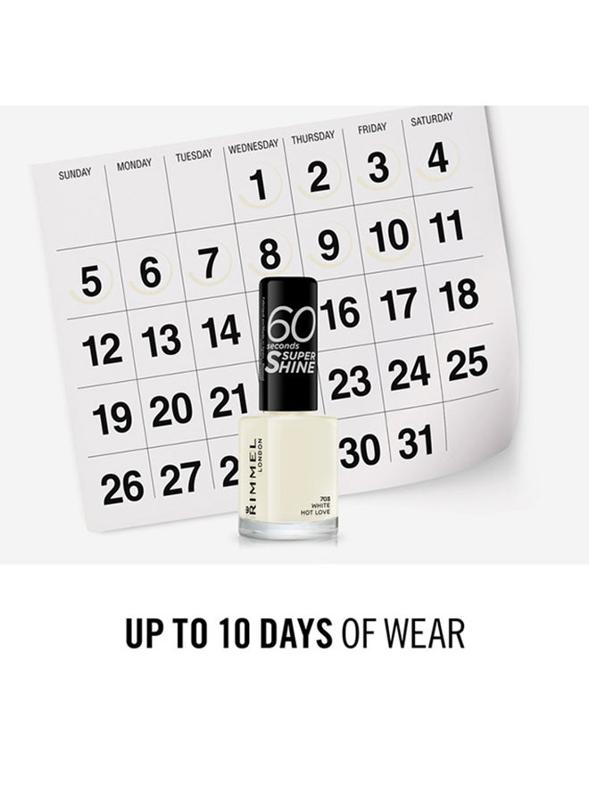 RIMMEL LONDON - 60 Seconds Super Shine Nail Polish – 703 –White Hot Love - Image 1