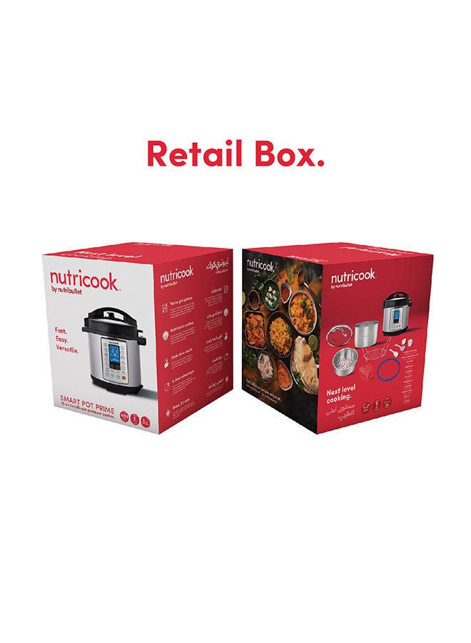 nutricook - 10-In-1 Smart Pot Prime Multi Use Electric Pressure Cooker 6 L 1000 W NC-SPPR6 Silver/Black - Image 1