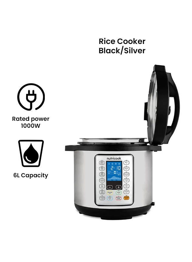 nutricook - 10-In-1 Smart Pot Prime Multi Use Electric Pressure Cooker 6 L 1000 W NC-SPPR6 Silver/Black - Image 1