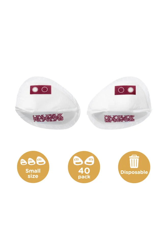 tommee tippee Made for Me Daily Disposable Breast Pads, Soft, Absorbent and Leak-Free, Contoured Shape, Adhesive Patch, Small, Pack of 40