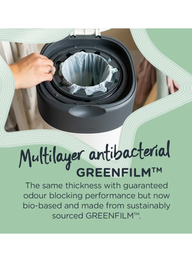 tommee tippee Pack Of 18 Twist And Click Advanced Nappy Bin Refill Cassettes, Sustainably Sourced Antibacterial Greenfilm Grey