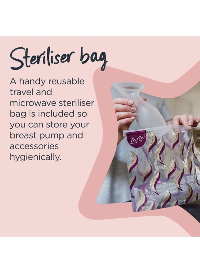 tommee tippee MadeFor Me Manual Silicone Breast Pump And Let-Down Catcher With Steriliser Bag
