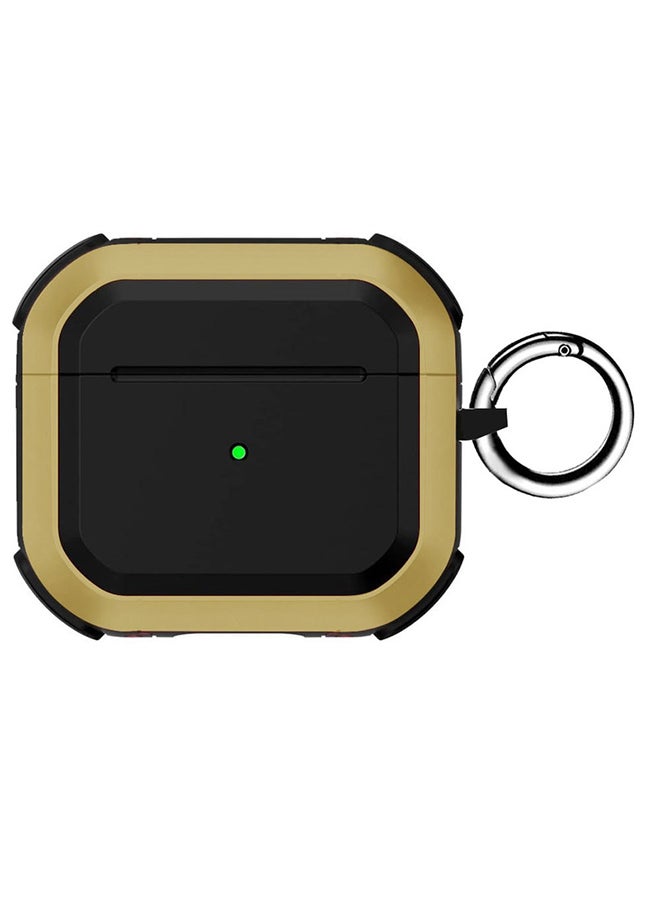 AirPods Pro 2 Case Shockproof Armor Rugged Cover with Keychain Carabiner Compatible with Apple AirPods Pro 2nd Generation 2022 Case Gold