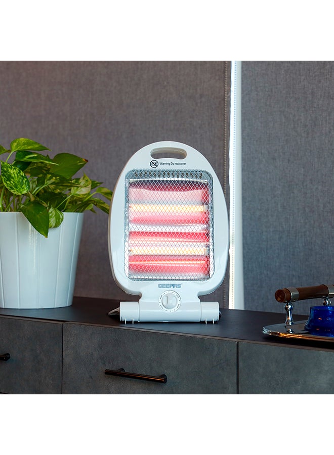 GEEPAS - Quartz Heater Adjustable Thermostat Instant Heating Automatic Tip Over Protection Light Weight With Fold Away Stand 800 W GQH28521 White - Image 1