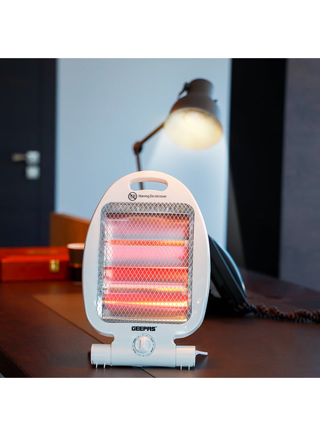 GEEPAS - Quartz Heater Adjustable Thermostat Instant Heating Automatic Tip Over Protection Light Weight With Fold Away Stand 800 W GQH28521 White - Image 1