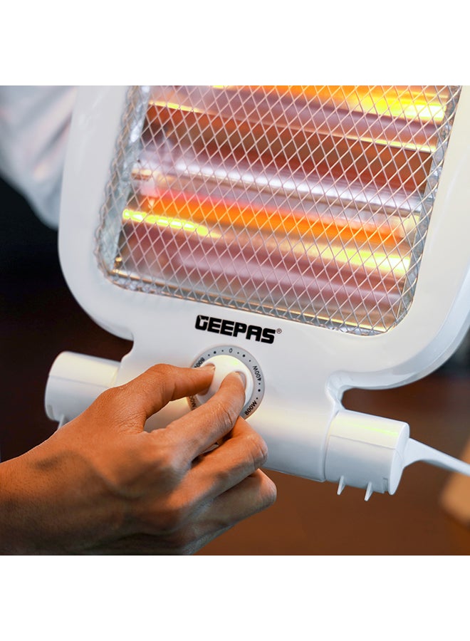 GEEPAS - Quartz Heater Adjustable Thermostat Instant Heating Automatic Tip Over Protection Light Weight With Fold Away Stand 800 W GQH28521 White - Image 1