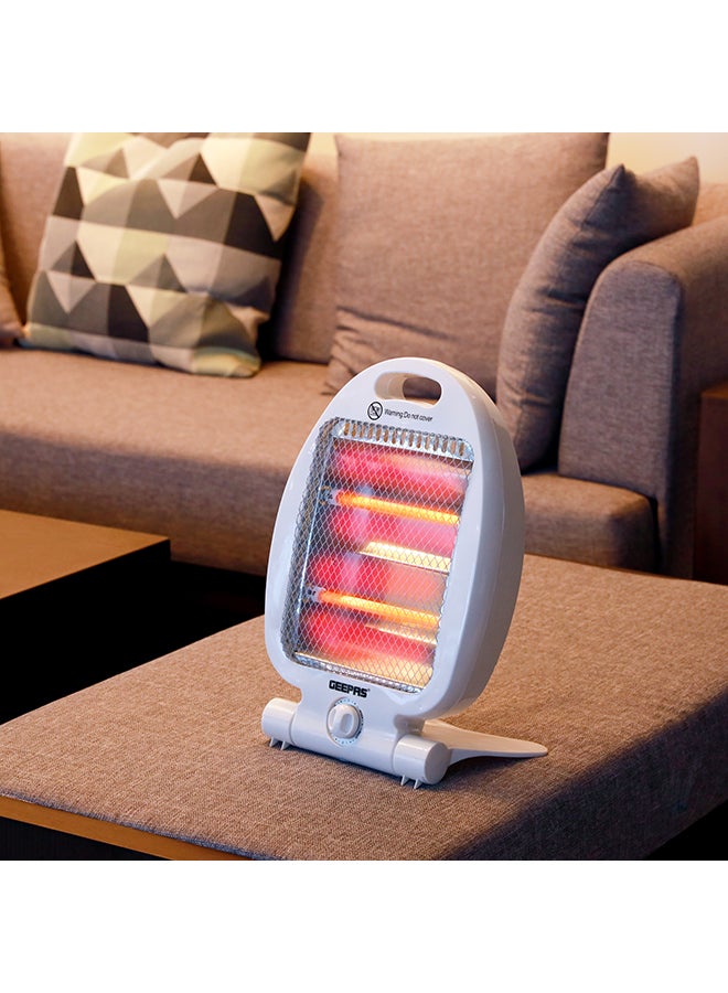 GEEPAS - Quartz Heater Adjustable Thermostat Instant Heating Automatic Tip Over Protection Light Weight With Fold Away Stand 800 W GQH28521 White - Image 1
