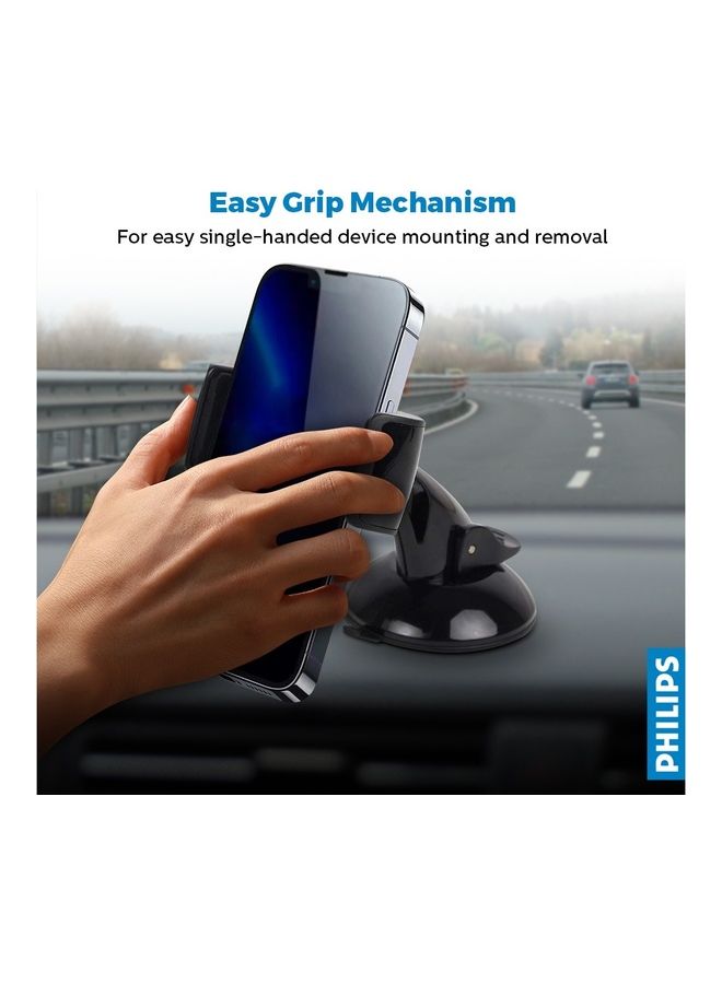 Philips DLK2411SB/97 Smart Car Phone Mount for Dashboard, 360° Rotatable Mobile Holder, ABS Material, Universal Compatibility, Secure Fit for Smartphones, GPS and Navigation Devices - Black - Image 5