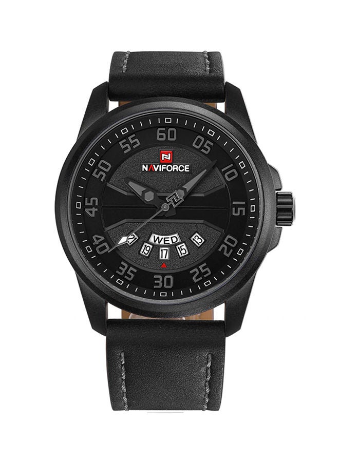 NAVIFORCE - Men's Leather Strap Analog Wrist Watch NF9124 - 45 mm - Black - Image 1