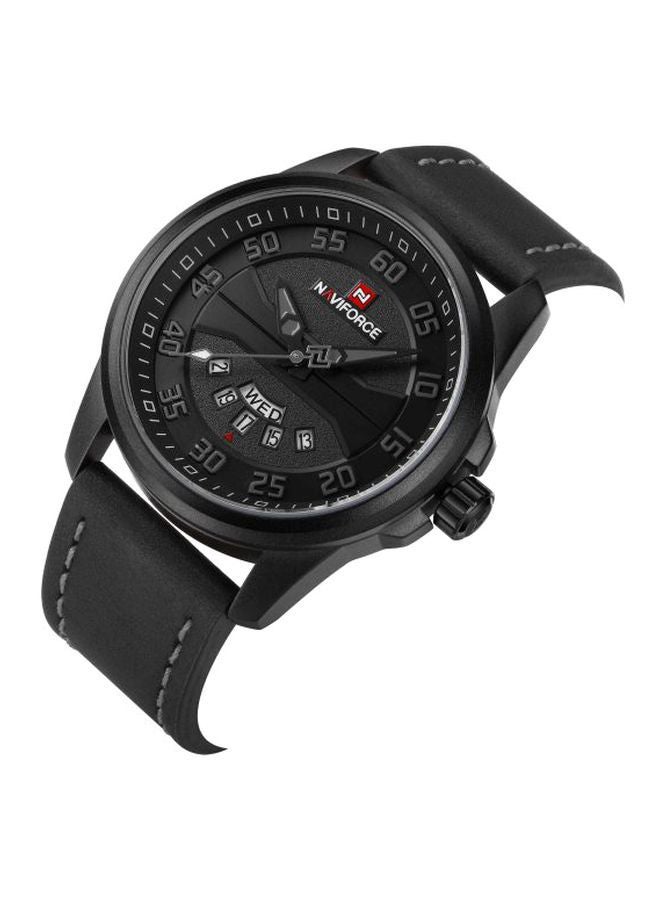 NAVIFORCE - Men's Leather Strap Analog Wrist Watch NF9124 - 45 mm - Black - Image 1