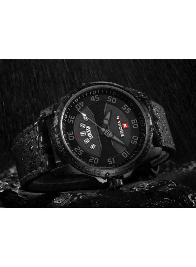 NAVIFORCE - Men's Leather Strap Analog Wrist Watch NF9124 - 45 mm - Black - Image 1
