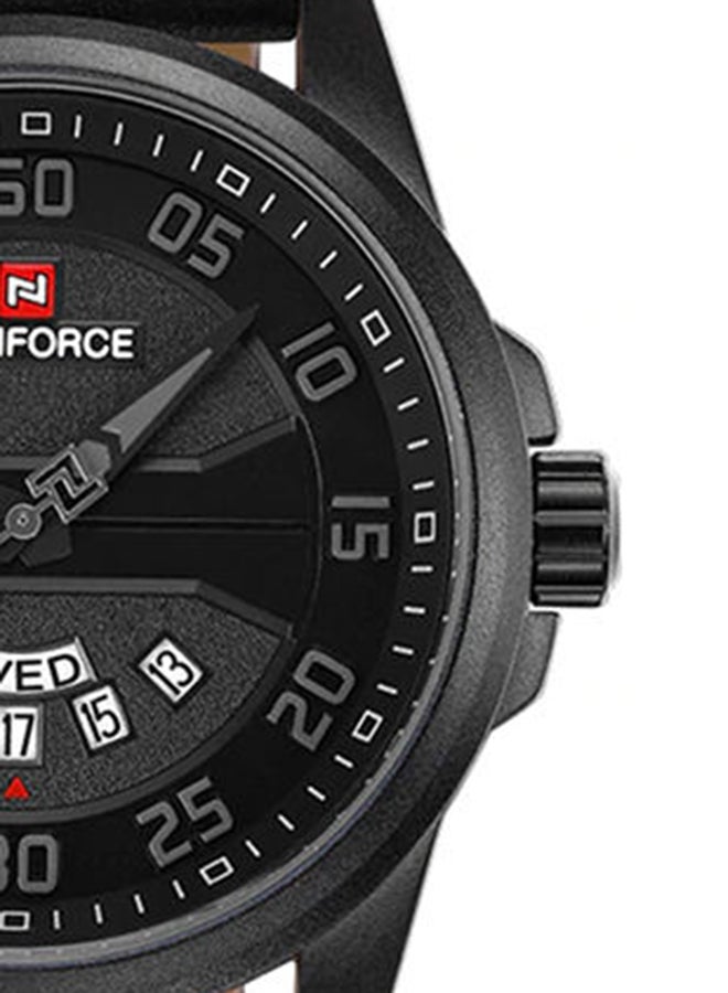 NAVIFORCE - Men's Leather Strap Analog Wrist Watch NF9124 - 45 mm - Black - Image 1