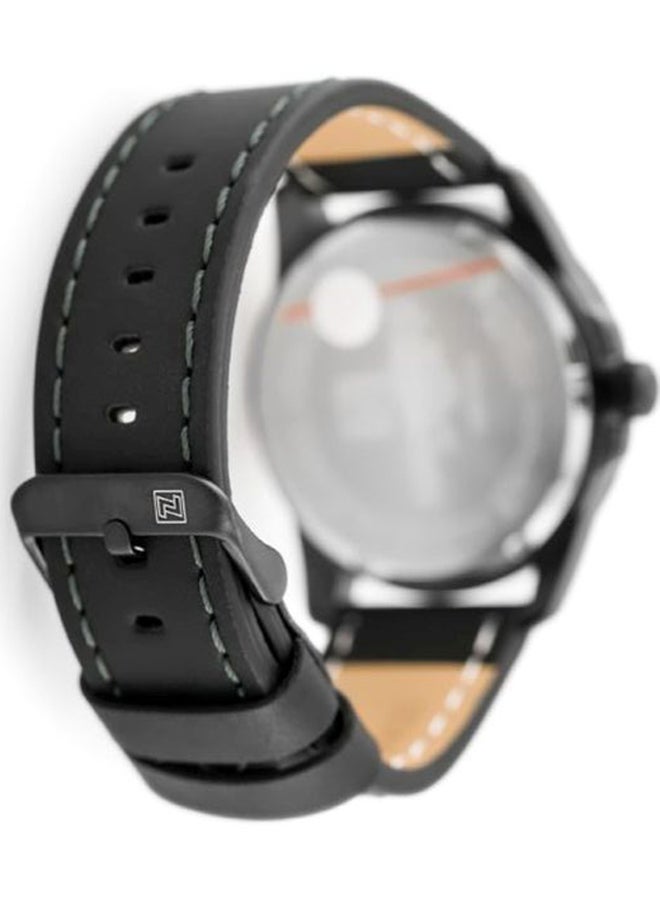 NAVIFORCE - Men's Leather Strap Analog Wrist Watch NF9124 - 45 mm - Black - Image 1