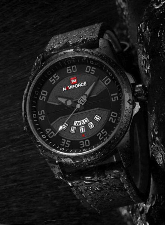 NAVIFORCE - Men's Leather Strap Analog Wrist Watch NF9124 - 45 mm - Black - Image 1