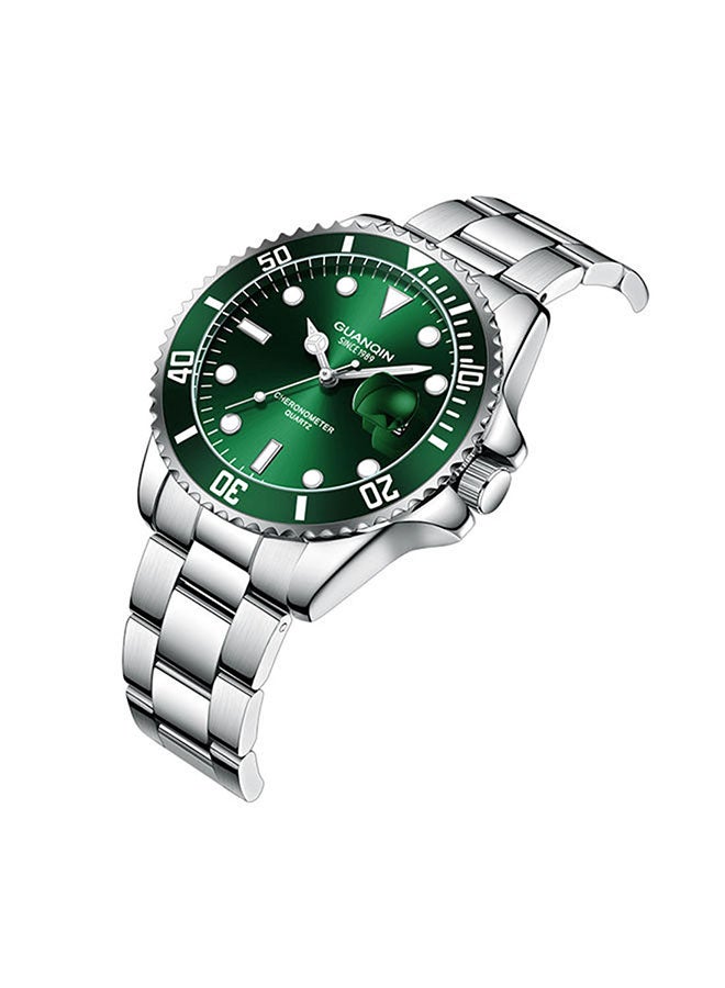 جوانكين ساعة يد بعقارب ورقمية بسوار من الستانلس ستيل طراز GS19163 للرجال - Image 3