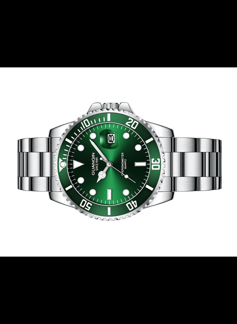 جوانكين ساعة يد بعقارب ورقمية بسوار من الستانلس ستيل طراز GS19163 للرجال - Image 5