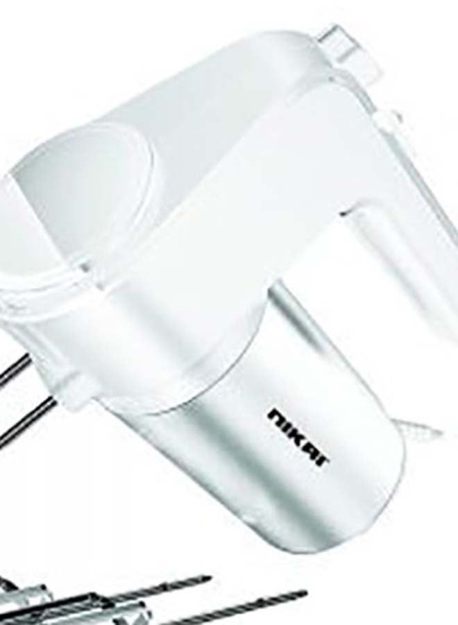 NIKAI - Hand Mixer - 6 Speed With Turbo Function, 2 Beaters, 2 Hooks, And Easy Eject Button For Effortless Mixing, Professional Electric Handheld Mixer For Baking 300 W NH787T2 White/Silver - Image 1