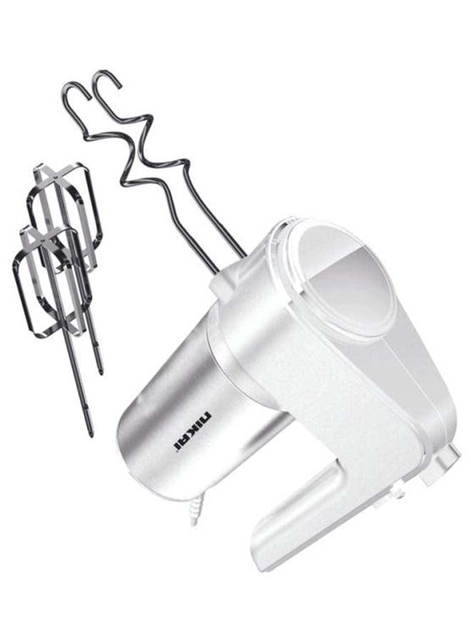 NIKAI - Hand Mixer - 6 Speed With Turbo Function, 2 Beaters, 2 Hooks, And Easy Eject Button For Effortless Mixing, Professional Electric Handheld Mixer For Baking 300 W NH787T2 White/Silver - Image 1