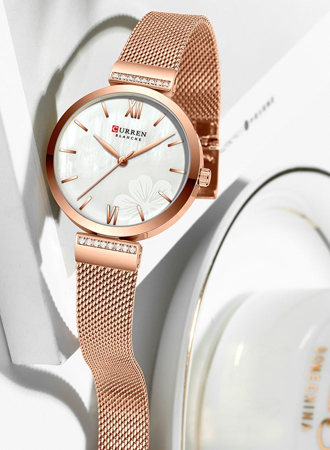CURREN - Women's Waterproof Stainless Steel Mesh BAnd Quartz Watch 9067 - 33 mm - Rose Gold - Image 1
