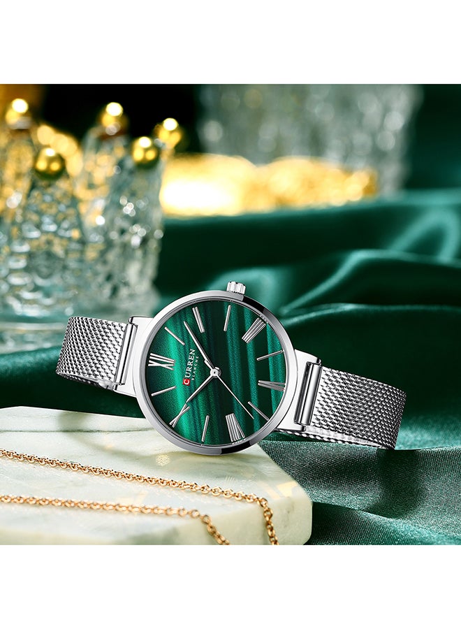 CURREN - Women's Elegant Waterproof Stainless Steel Mesh BAnd Quartz Watch 9076 - 32 mm - Silver - Image 1