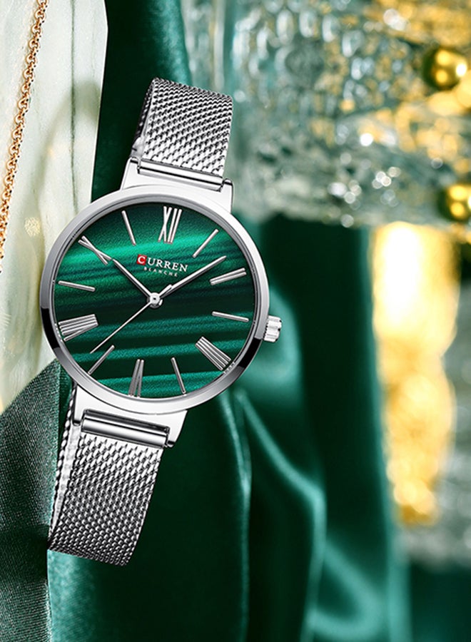 CURREN - Women's Elegant Waterproof Stainless Steel Mesh BAnd Quartz Watch 9076 - 32 mm - Silver - Image 1