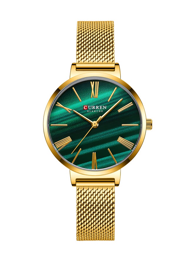 CURREN - Women's Elegant Waterproof Stainless Steel Mesh BAnd Quartz Watch 9076 - 32 mm - Gold - Image 1