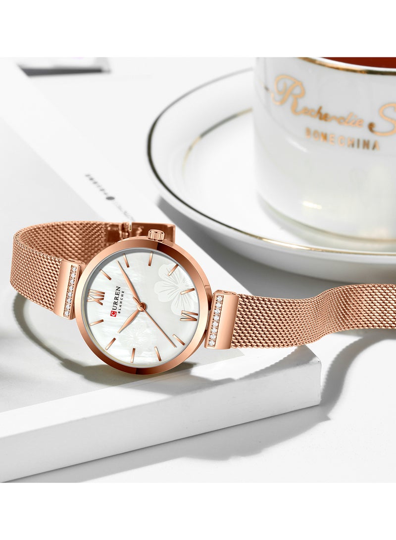 CURREN - Women's Waterproof Stainless Steel Mesh BAnd Quartz Watch 9067 - 33 mm - Rose Gold - Image 1