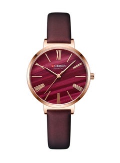 CURREN Women's Elegant Waterproof Geniune Leather BAnd Quartz Watch 9076 - 32 mm - Brown  - Image 1
