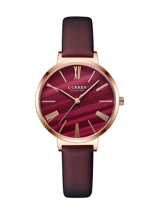 CURREN Women's Elegant Waterproof Geniune Leather BAnd Quartz Watch 9076 - 32 mm - Brown  - Image 1