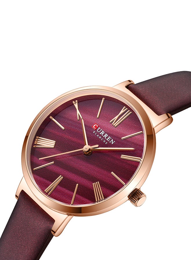 CURREN Women's Elegant Waterproof Geniune Leather BAnd Quartz Watch 9076 - 32 mm - Brown  - Image 2