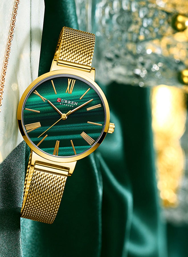 CURREN - Women's Elegant Waterproof Stainless Steel Mesh BAnd Quartz Watch 9076 - 32 mm - Gold - Image 1