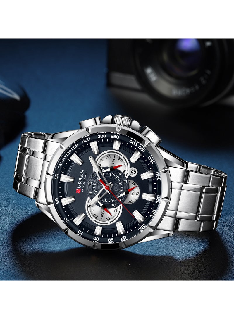 كارين ساعة كوارتز كرونوغراف مضادة للماء بسوار من الاستانلس ستيل طراز 8363 للرجال - Image 3