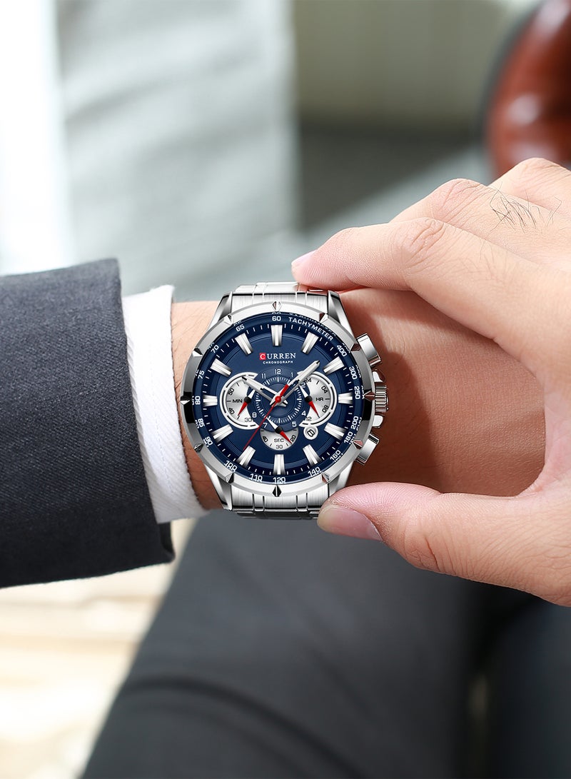 كارين ساعة كوارتز كرونوغراف مضادة للماء بسوار من الاستانلس ستيل طراز 8363 للرجال - Image 4