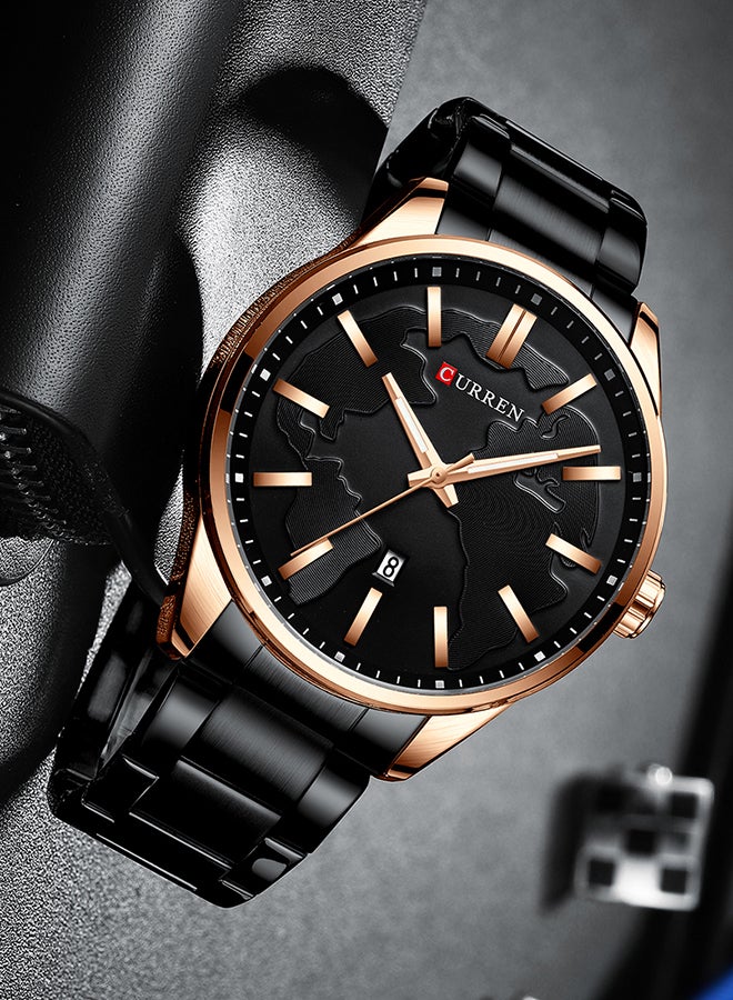 CURREN Men's Waterproof Stainless Steel BAnd Quartz Watch 8366 - 46 mm - Black - Image 5