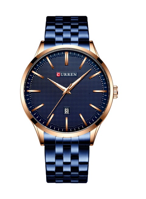 Men's Waterproof Stainless Steel BAnd Quartz Watch 8364 - 45 mm - Blue