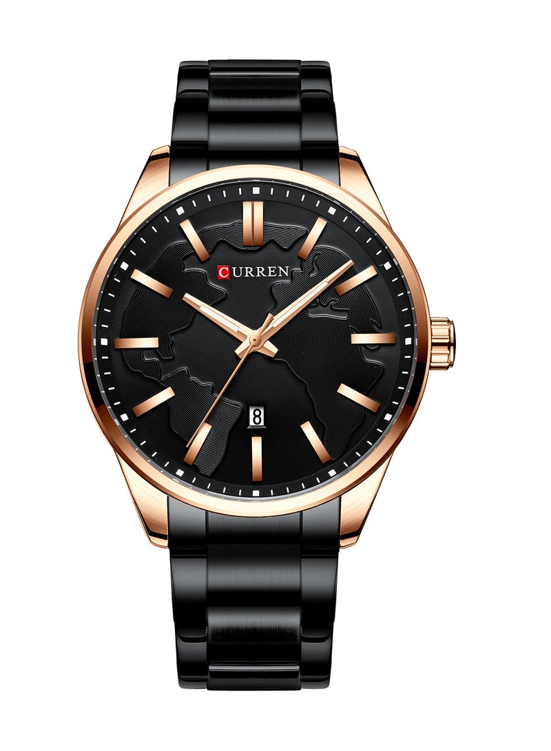 CURREN Men's Waterproof Stainless Steel BAnd Quartz Watch 8366 - 46 mm - Black - Image 1