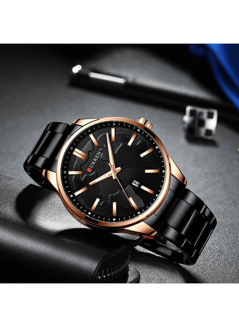 CURREN Men's Waterproof Stainless Steel BAnd Quartz Watch 8366 - 46 mm - Black - Image 3