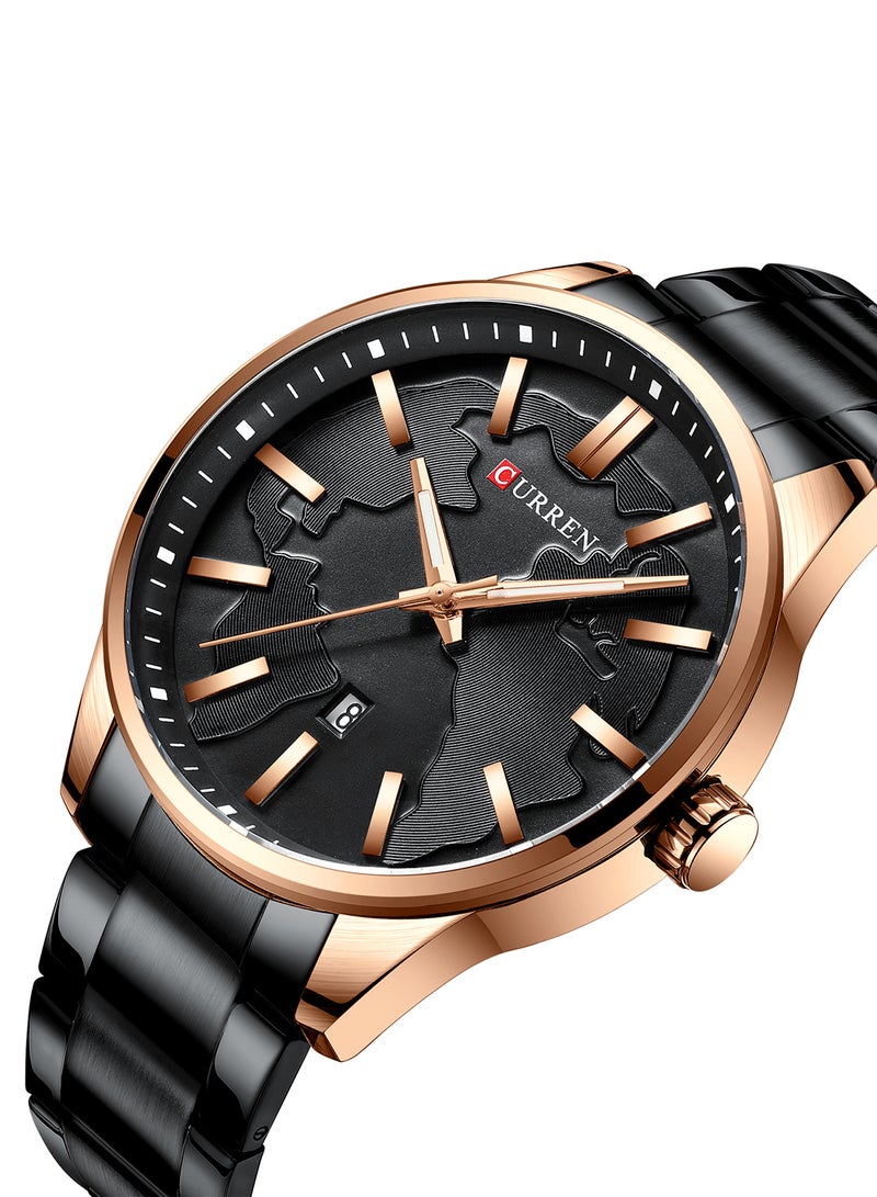 CURREN Men's Waterproof Stainless Steel BAnd Quartz Watch 8366 - 46 mm - Black - Image 2