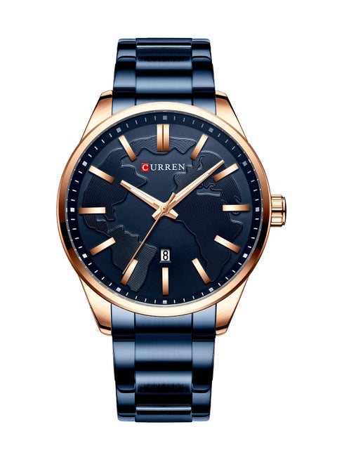 Men's Waterproof Stainless Steel BAnd Quartz Watch 8366 - 46 mm - Blue